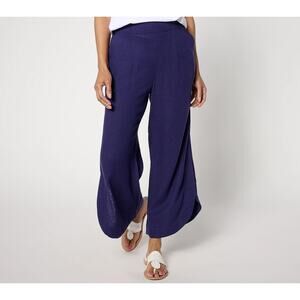 Isaac Mizrahi Live! Petite Linen Blend Wide Leg Crop Pants Size 18WP NWOT